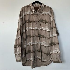 Hunting Shirt Mens Large‎ Brown Buck Deer All Over Print Midweight Long Sleeve